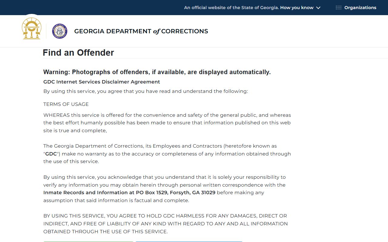 Georgia GDC offender query for Brooks County inmate records after state transfer